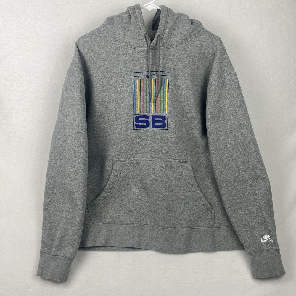 Nike SB Graphic Sweater Adult Medium Gray Hoodie Logo Sweatshirt Pullover